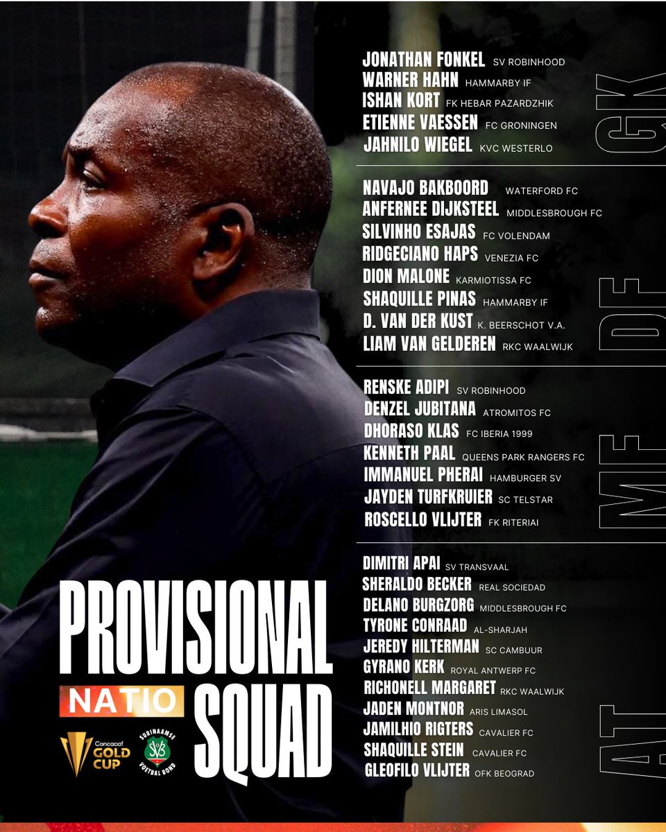 Our 𝐏𝐫𝐨𝐯𝐢𝐬𝐢𝐨𝐧𝐚𝐥 𝐒𝐪𝐮𝐚𝐝 for the #goldcup prelims! 📜

21/03 • #surmtq, Paramaribo🇸🇷
25/03 • #mtqsur, Fort-de-France 🇲🇶

ℕ𝕒𝕟𝕘𝕒 𝕄𝕒𝕜𝕒𝕟𝕕𝕣𝕒 𝕎𝕖 𝔽𝕖𝕥𝕚 𝔽𝕦 𝕎𝕚𝕟𝕚

#officialnatio #bribinakrakti #kasekoboys