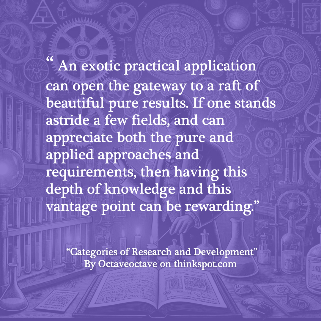 mythinkspot's tweet photo. Now for something different: #thoughts about R&amp;D.
#thinkspot #thoughtfortoday
Categories of Research and Development by OctaveOctave. https://t.co/UTcDSx6611