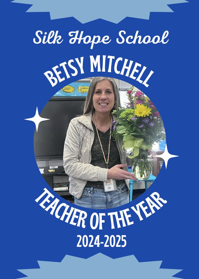 Congratulations to Betsy Mitchell, our Silk Hope School Teacher of the Year! #thehopesoars #onechatham