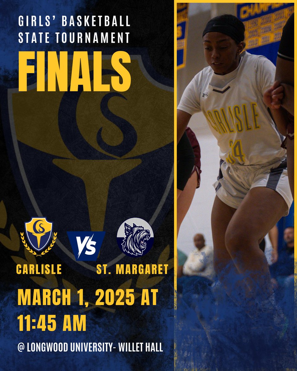 🏀 ONE GAME AWAY – STATE CHAMPIONSHIP TOMORROW! 🏀

Our Lady Chiefs are ready for the State Finals and their shot at a THREE-PEAT! 🏆🏆🏆

📅 Tomorrow – March 1, 2025
⏰ 11:45 AM
📍 Longwood University – Willet Hall
⚔️ Carlisle vs. St. Margaret