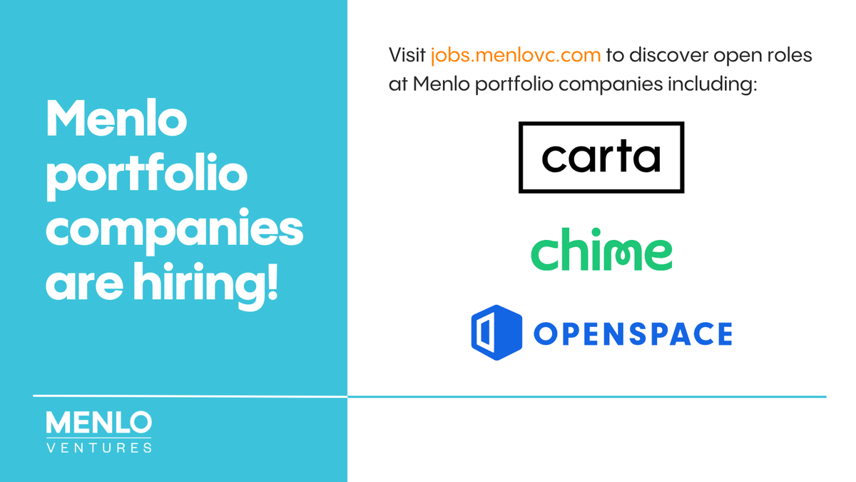 Y2Kandace's tweet image. ✨#NowHiring ✨
Calling all ambitious talent! 🚀 Looking for your next opportunity? Dive into this week's spotlight on @cartainc revolutionizing equity management, @Chime transforming banking, and @openspaceai in construction tech. Visit mnlo.vc/Careers for updates.