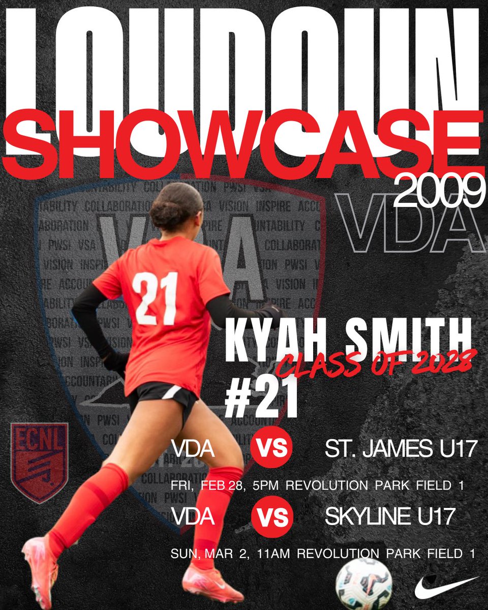 Can’t wait for Loudoun Showcase this weekend! Here’s my schedule :
<a href="/vdasoccer/">Virginia DevAcademy</a> <a href="/PrepSoccer/">Prep Soccer ⚽️</a> <a href="/ECNLgirls/">ECNL Girls</a> <a href="/TopDrawerSoccer/">TopDrawerSoccer</a> <a href="/TheSoccerWire/">SoccerWire</a> <a href="/bobbypup/">Bobby Puppione</a>
