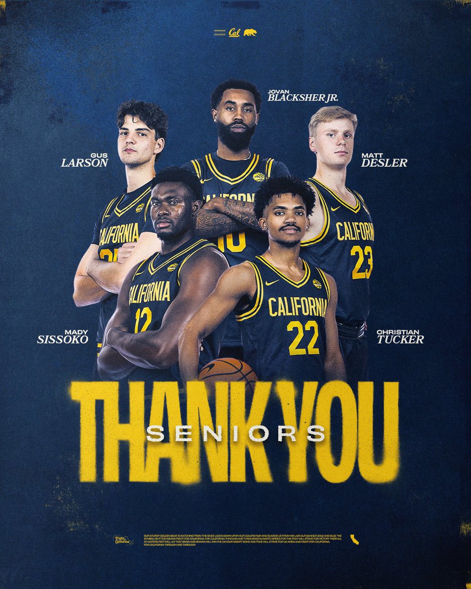 Let’s send ‘em out the right way 👏

Show up early for Saturday’s home finale vs. BC &amp; celebrate our seniors! Pregame ceremony will start at 6:35 PM.

#GoBears