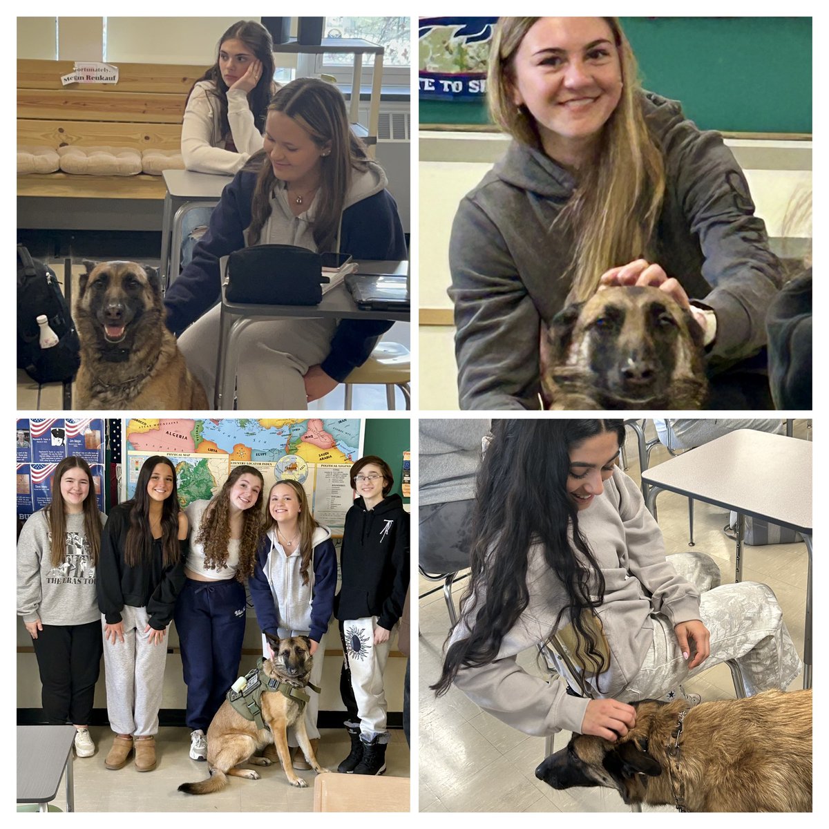 RossiPsycGlobal's tweet photo. Many thanks to @WNYHeroes, Trisha Kozak, &amp; her service dog for sharing their experiences &amp; educating the AP Psych students @LancasterCSD. Kozak is an Air Force Veteran and LHS mom! @LCSDLHSPrinc @usairforce https://t.co/zJyuzloZ2C