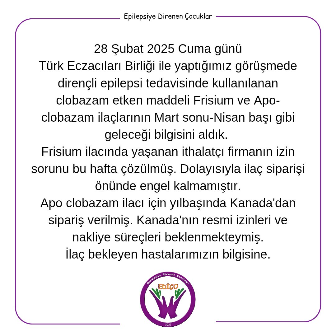 Frisium ve Apo clobazam ile ilgili duyuru