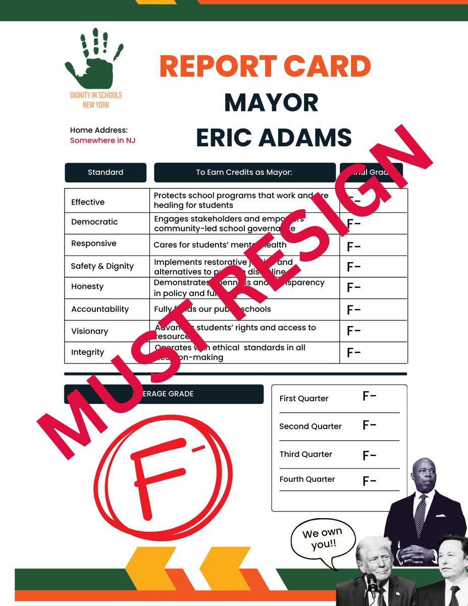 Tomorrow, as students, families, and educators call on Mayor Adams to resign, @dsc_ny will launch our budget demands for safe and just schools. Read the full demands here: bit.ly/DSCFY26DEMANDS