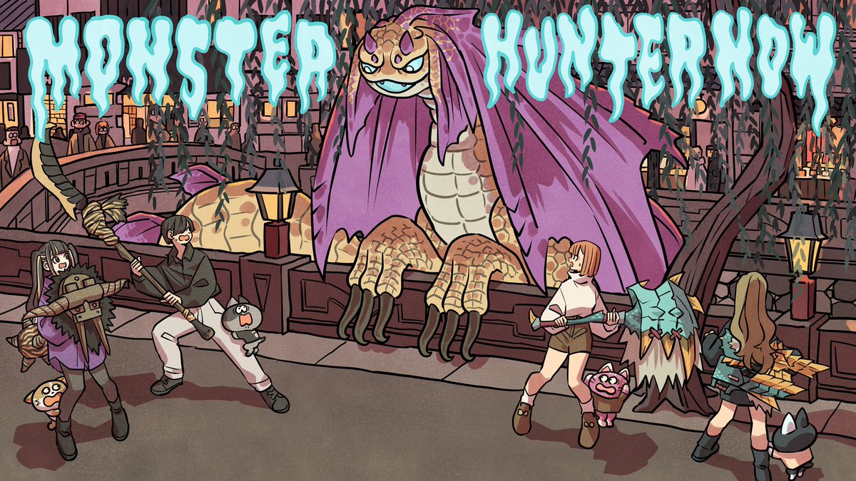 MH_Now_EN's tweet image. 🎨✨ Unveiling new artwork ✨🎨

Check out this illustration that perfectly captures the Season 4 climax! By Ryosuke Takeuchi @ryosuketarou 🖌️

Which monster makes the biggest impression? 💭

#Tigrex #Somnacanth #Volvidon #Lagombi #MHNow #monsterhunternow #RyosukeTakeuchi