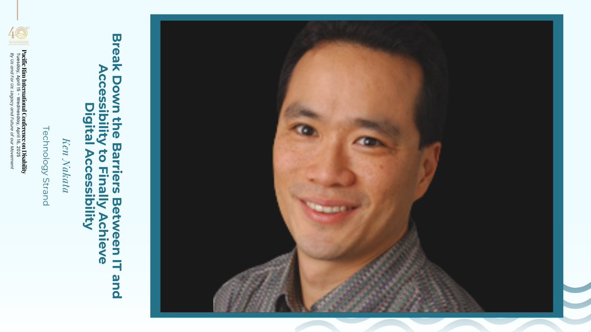 PacRimHawaii's tweet image. Join Break Down the Barriers Between IT and Accessibility to Finally Achieve Digital Accessibility, by Ken Nakata
Tue Apr 15, 2025, 2:00 PM - 2:25 PM, 309
#Accessibility #W3C #Conference #Disability #Hawaii #uhmanoa