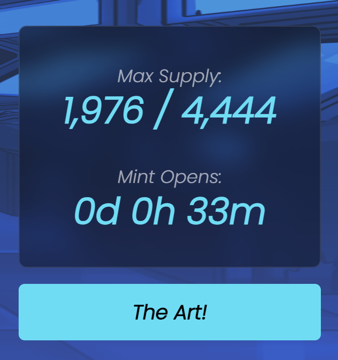 <a href="/atama_nft/">Atama Chibi</a>  Chibi Mint
- 4444 Supply
- Just under 50% Pre-Sale minted
- 0.05 eth
- Spin the wheel for a $FRENS boost! (1/36 chance for a 2500% BOOST!!!

Are you ready???
