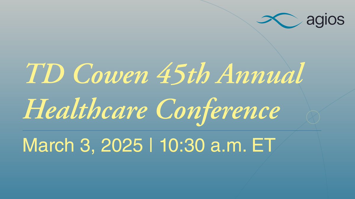 AgiosPharma's tweet image. #AgiosNews: Today, our Leadership Team attended the TD Cowen 45th Annual Healthcare Conference, sharing key insights on our 2025 strategic priorities and engaging with investors on our vision for the future.