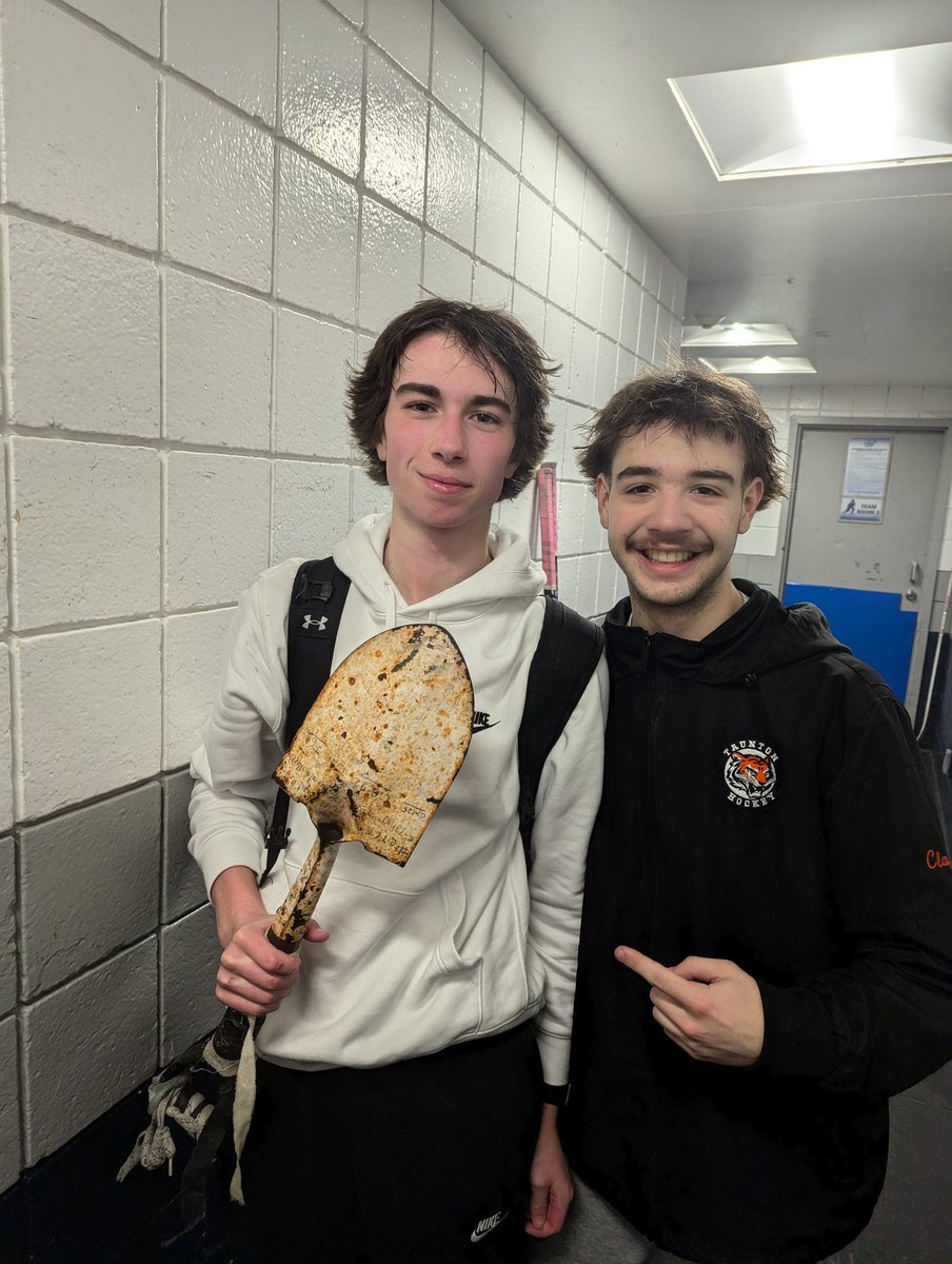 TauntonHSHockey's tweet image. Mason Johnson earned the shovel for his 2 assist and +3 performance in the first round playoff win over Bishop Stang!

#DiggingDeep #TauntonHockey