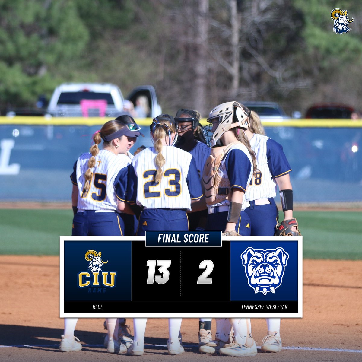 🥎 FINAL SCORE 🥎 

@ciuramssoftball split the afternoon against Tennessee Wesleyan winning game two in run rule fashion picking up a victory over the Bulldogs for the first time in program history! #ChargeOn