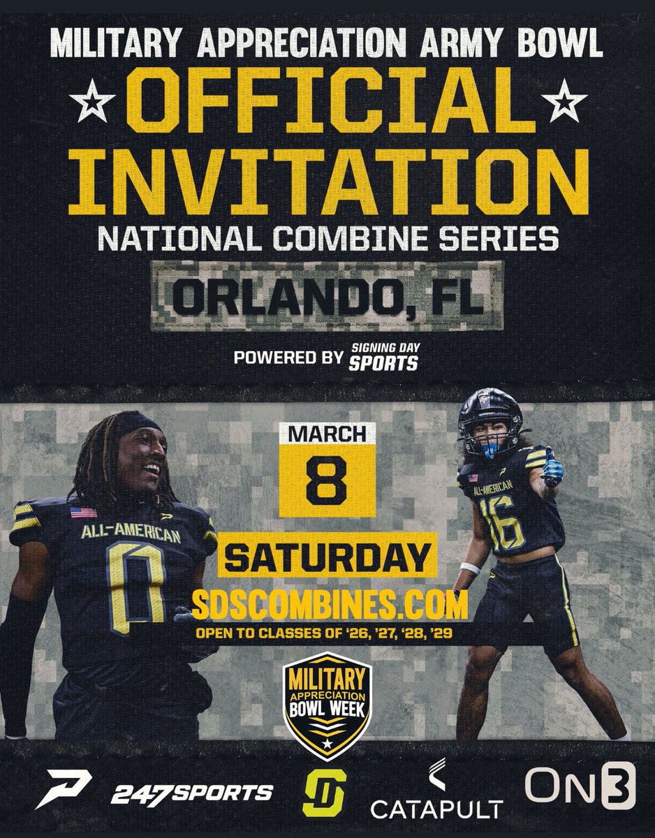 Cayman Varis Dual Sport Athlete (@variscayman) on Twitter photo Thank you <a href="/USArmyBowl/">Military Appreciation Bowl Week</a> <a href="/CSMITHSDSU/">Craig Smith</a> <a href="/CoachTylerFunk/">Tyler Funk</a> <a href="/JJKilgore_SDS/">JJ Kilgore</a> for the official invite. #ready2compete <a href="/CocoaBeachFB/">Cocoa Beach High Football</a> <a href="/CoachKimmey/">Coach Kimmey</a> <a href="/PrepRedzoneFL/">Prep Redzone Florida</a> <a href="/LawrenceBl83397/">New Blustein Recruiting</a> <a href="/ArmyFB_Recruit/">Army Football Recruiting</a> <a href="/CoachDDixon/">Daryl Dixon</a> <a href="/On3Recruits/">On3 Recruits</a> <a href="/Rivals/">Rivals</a> <a href="/MaxPreps/">MaxPreps</a> <a href="/Dwight_XOS/">Dwight Thomas - Catapult Sports</a> <a href="/recruitbrevard/">Recruit Brevard</a> <a href="/NavyFBrecruit/">Navy Football Recruiting</a> <a href="/RealNews102/">Drew Johnson</a> Thank you <a href="/USArmyBowl/">Military Appreciation Bowl Week</a> <a href="/CSMITHSDSU/">Craig Smith</a> <a href="/CoachTylerFunk/">Tyler Funk</a> <a href="/JJKilgore_SDS/">JJ Kilgore</a> for the official invite. #ready2compete <a href="/CocoaBeachFB/">Cocoa Beach High Football</a> <a href="/CoachKimmey/">Coach Kimmey</a> <a href="/PrepRedzoneFL/">Prep Redzone Florida</a> <a href="/LawrenceBl83397/">New Blustein Recruiting</a> <a href="/ArmyFB_Recruit/">Army Football Recruiting</a> <a href="/CoachDDixon/">Daryl Dixon</a> <a href="/On3Recruits/">On3 Recruits</a> <a href="/Rivals/">Rivals</a> <a href="/MaxPreps/">MaxPreps</a> <a href="/Dwight_XOS/">Dwight Thomas - Catapult Sports</a> <a href="/recruitbrevard/">Recruit Brevard</a> <a href="/NavyFBrecruit/">Navy Football Recruiting</a> <a href="/RealNews102/">Drew Johnson</a>