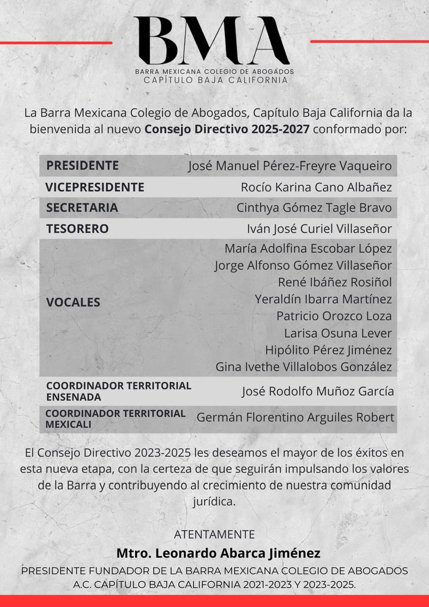 Hoy termina un ciclo en nuestro Capítulo y mañana inicia el siguiente, les compartimos un mensaje de nuestro Presidente el Mtro. Leonardo Abarca J <a href="/leoabarca_g1/">Leonardo Abarca J</a> 

Éxito a nuestro siguiente Comité Directivo, estamos seguros que harán un gran trabajo #BMA #BMA_BC