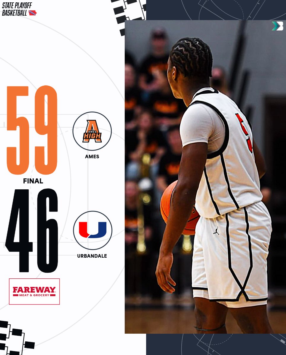 🚨𝗖𝗟𝗔𝗦𝗦 𝟰𝗔 𝗙𝗜𝗡𝗔𝗟 𝗦𝗖𝗢𝗥𝗘🚨

#6 AMES TAKES DOWN URBANDALE TO REMAIN IN THE DANCE

The Little Cyclones will be the host of a substate final game

#iahsbkb Stells_flics