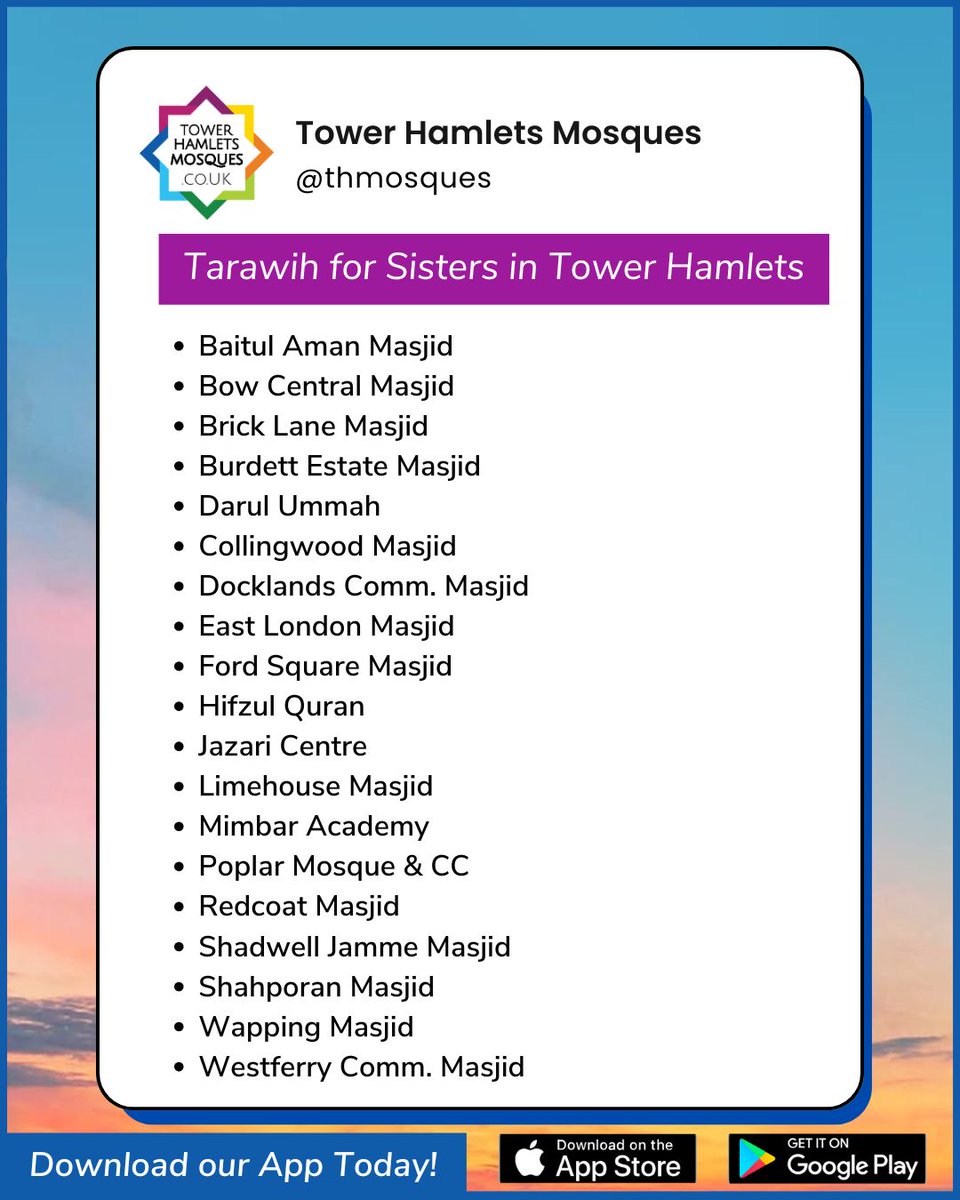 SISTERS TARAWEEH IN TOWER HAMLETS 

Requested by many.

please retweet

#sisters #muslimah #ukhti #Ramadan #taraweeh