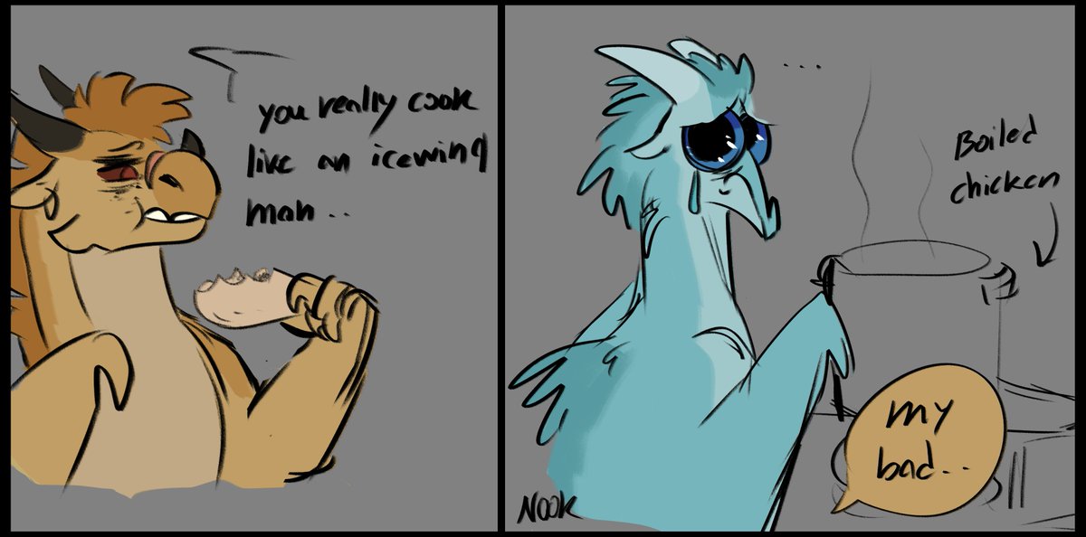 ShrimpyNook's tweet image. Winter tries to cook 💔💔💔💔
#WingsofFire