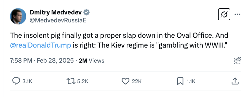 The Kremlin is openly praising Trump and celebrating the attempted ambush of Ukraine's president