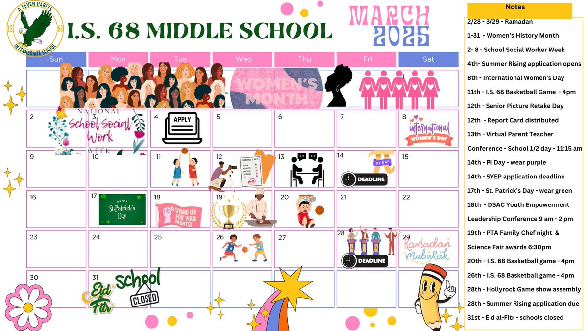 I.S. 68 March 2025 Calendar 
FYI    siap.ps/8f998d