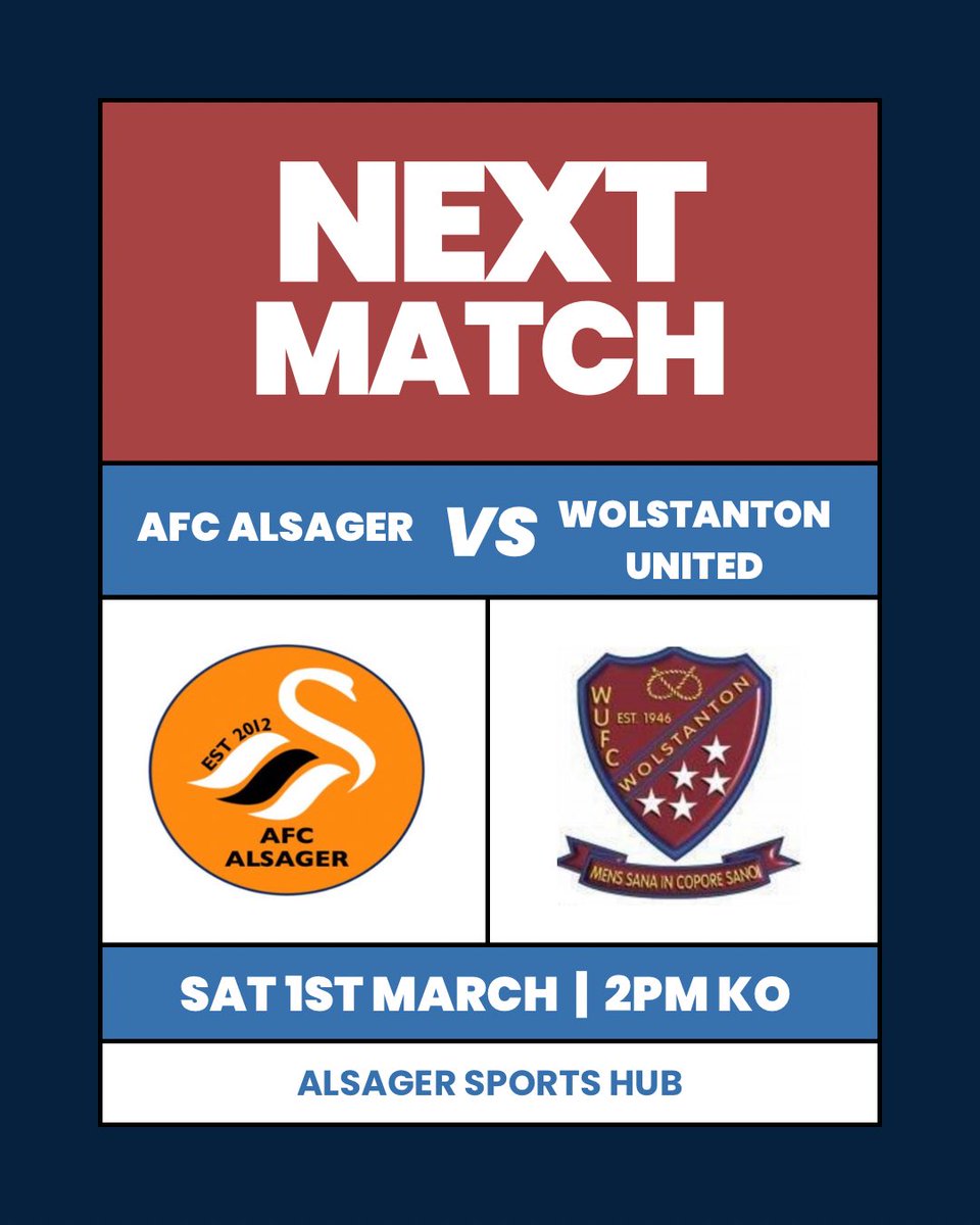 Back in League action tomorrow as we take on AFC Alsager away from home. 2pm kick off. Up the Stant!