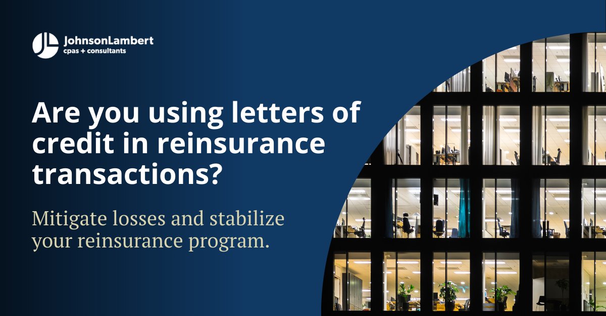 Johnson_Lambert's tweet image. Your reputation depends on your ability to pay claims. Learn how properly managed letters of credit can mitigate both financial and reputational risks associated with reinsurance. Read our latest insights: johnsonlambert.com/articles/mitig… #InsuranceCompanies #Reinsurance #JLInsights