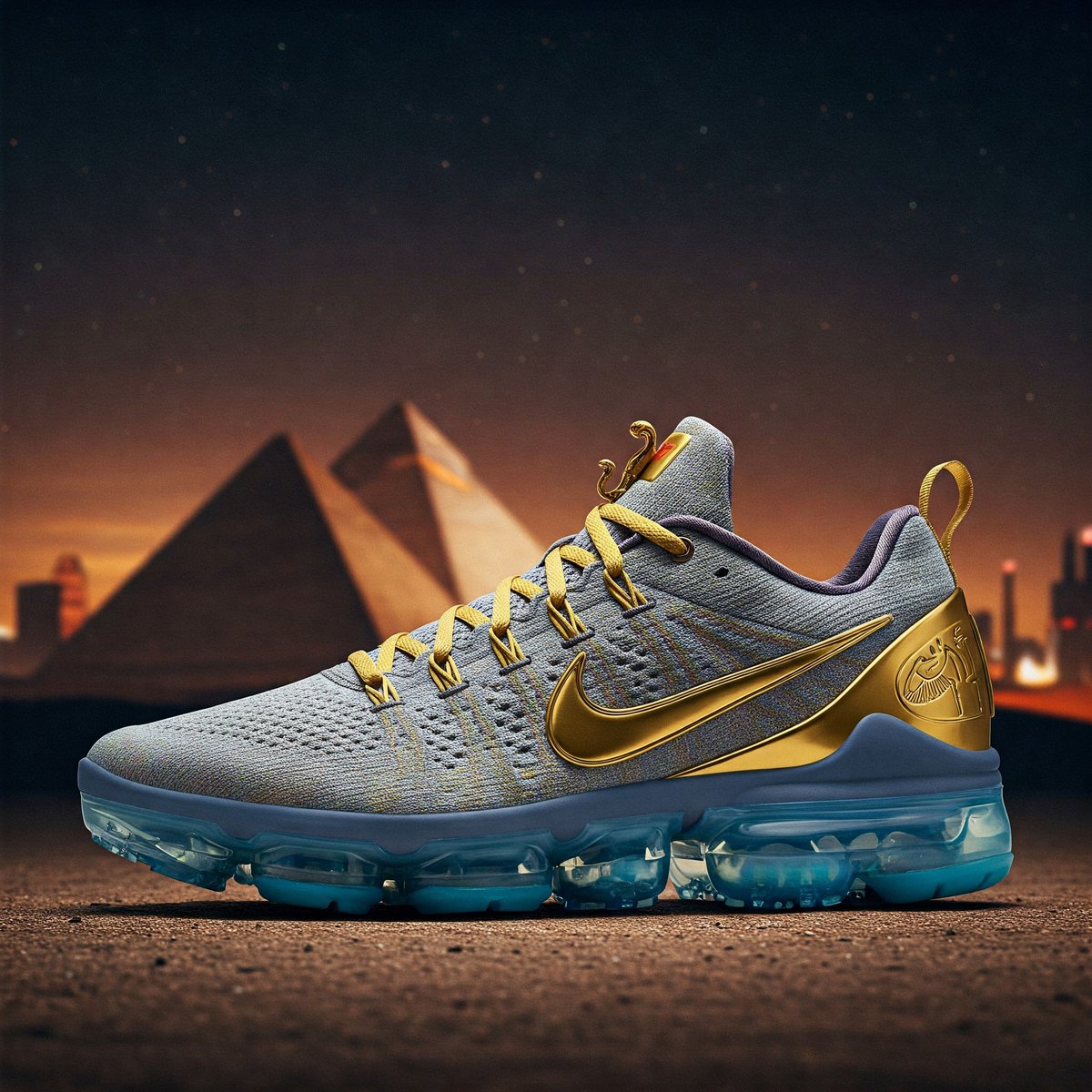 wolonter's tweet photo. Nike's latest sneaker is a futuristic masterpiece inspired by the rich history of Egyptian mythology . (AI prompts) 
#NikeSneakers #aiprompts https://t.co/kGdWhTJ3un