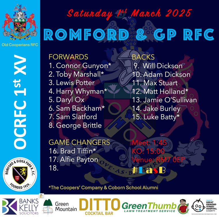 *1st XV Squad*
Saturday 1st March 2025
oldcooperiansrfc.com/news/1st-xv-sq…