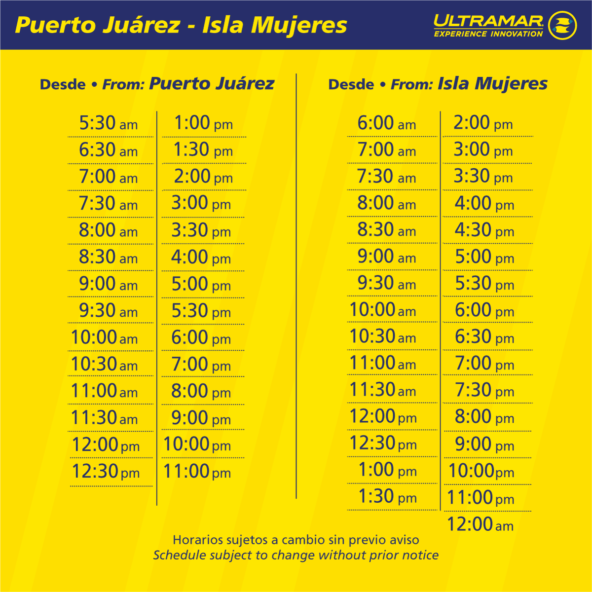 La primavera pasa más ligera en Cozumel e Isla Mujeres... 🌻💕🌊 Conoce nuestros horarios para visitar las islas durante esta temporada del año. #SóloPorUltramar⁣
⁣
Compra tus boletos en: clulink.com/BoletosUltramar y obtén Abordaje Prioritario.
