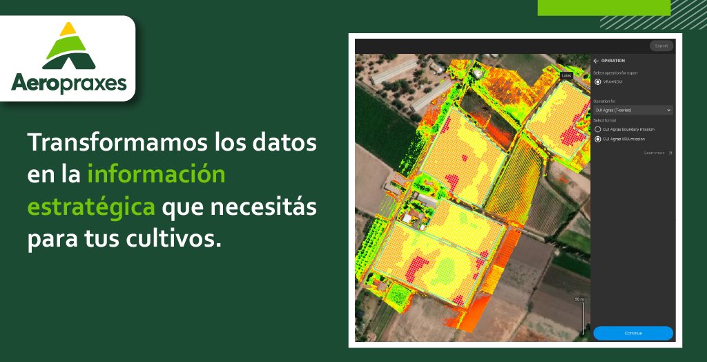 En Aeropraxes combinamos tecnología y conocimiento para transformar la forma en que se gestiona la producción agrícola. A través del uso del Drone DJI Mavic 3M, equipado con cámaras multiespectrales, obtenemos información clave que permite tomar decisiones estratégicas basadas en