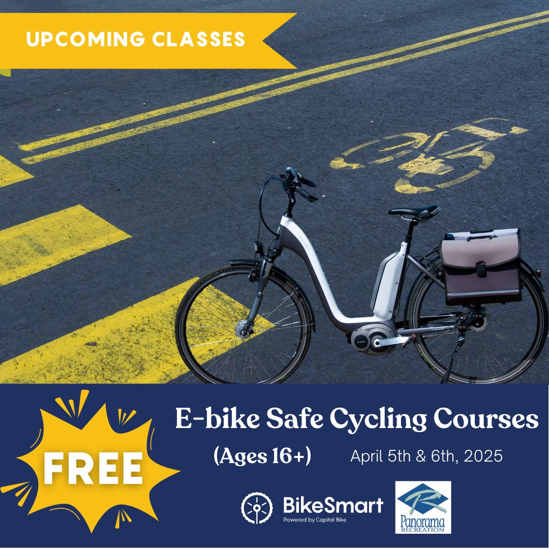 Thinking about e-biking or looking to boost your confidence on the road? Join the 𝐅𝐑𝐄𝐄 Safe Cycling Courses for E-Bikes. Bring your own e-bike or borrow one for free. Helmets mandatory and pre-registration required! Spots are limited! Register now: issuu.com/panoramarec/do…