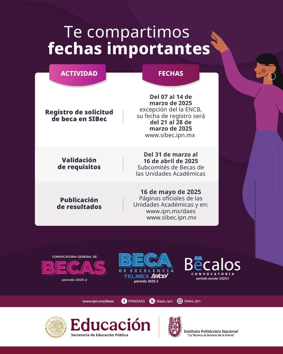 IPN_MX's tweet photo. 🚨 Atención estudiante del #IPN. Ya está publicada la Convocatoria General de Becas.

 📅El registro se llevará a cabo del 7 al 14 de marzo.

 ¡No lo dejes pasar!💸

👉🏻 Ingresa a la página https://t.co/eDwI1G7umL

 #IPN #BecasIPN #ComunidadPolitécnica https://t.co/0uv95VLvkx