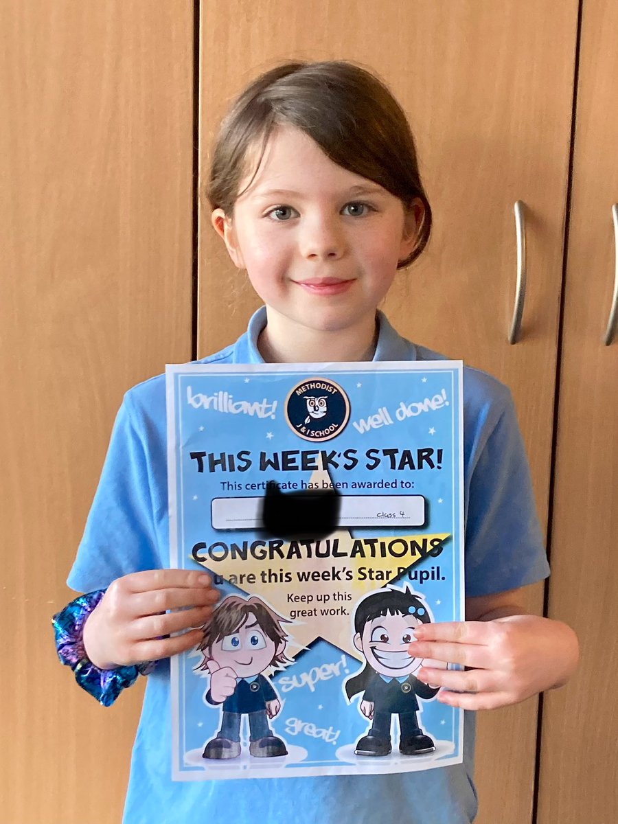 A huge well done to Year 4
<a href="/WakefieldMetSch/">Wakefield Methodist</a>
Stars of the Week. The 1st for growing in confidence and beginning to believe she can do her work. The second always works so hard all of the time &amp; has really begun to grow in confidence as she happily chats with the adults in class .
