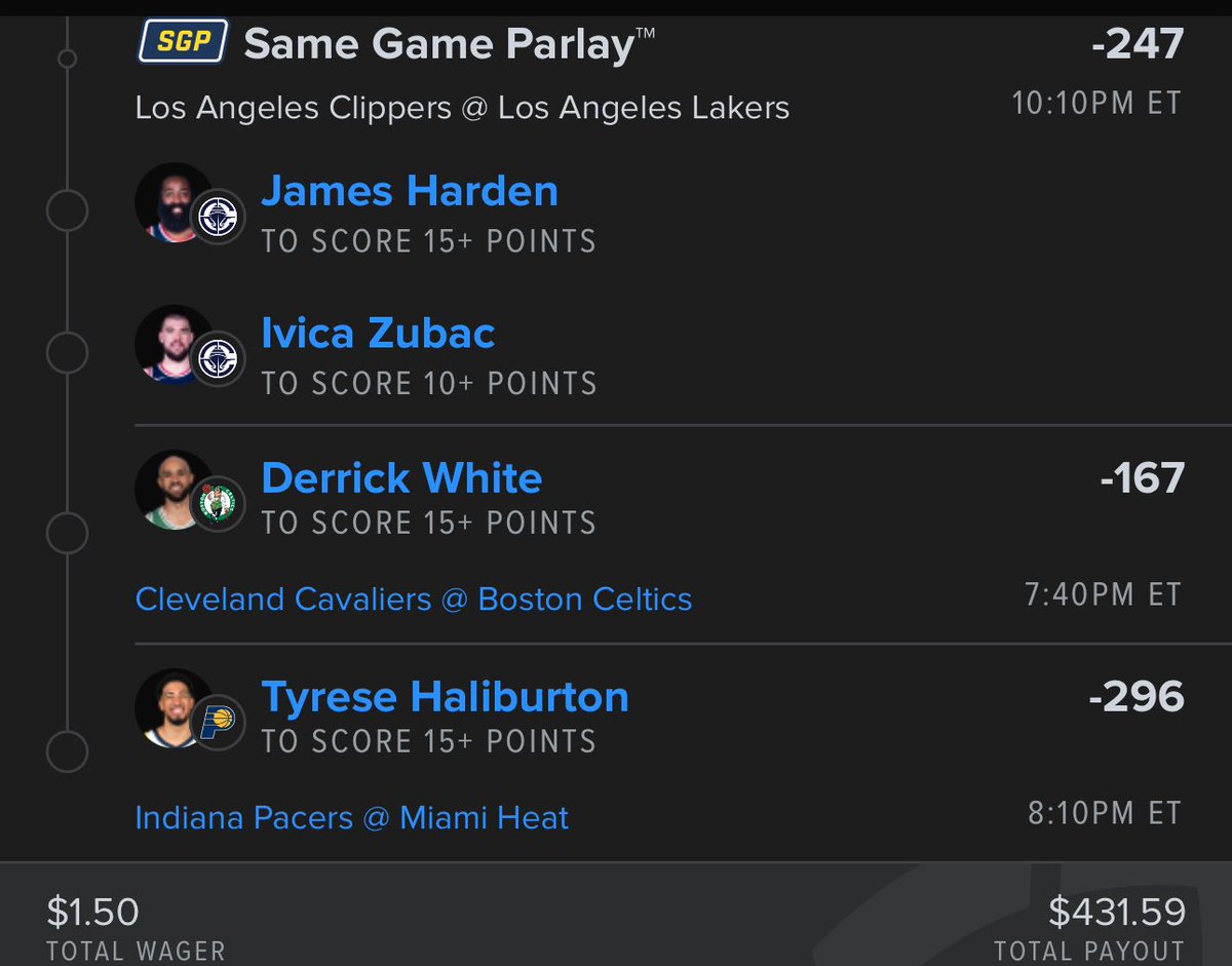 Low player points, tail at your own risk and cross your fingers no crazy blowouts! 
 account.sportsbook.fanduel.com/sportsbook/add…