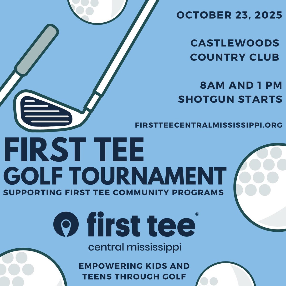 Save the Date!! First Tee Golf Tournament set for 10/23/2025!! <a href="/CastlewoodsCC/">Castlewoods CC</a> 
#firstteecentralms #kids #golf #lifeskills #corevalues #buildinggamechangers #empoweringkidsandtees
#healthyhabits #youth