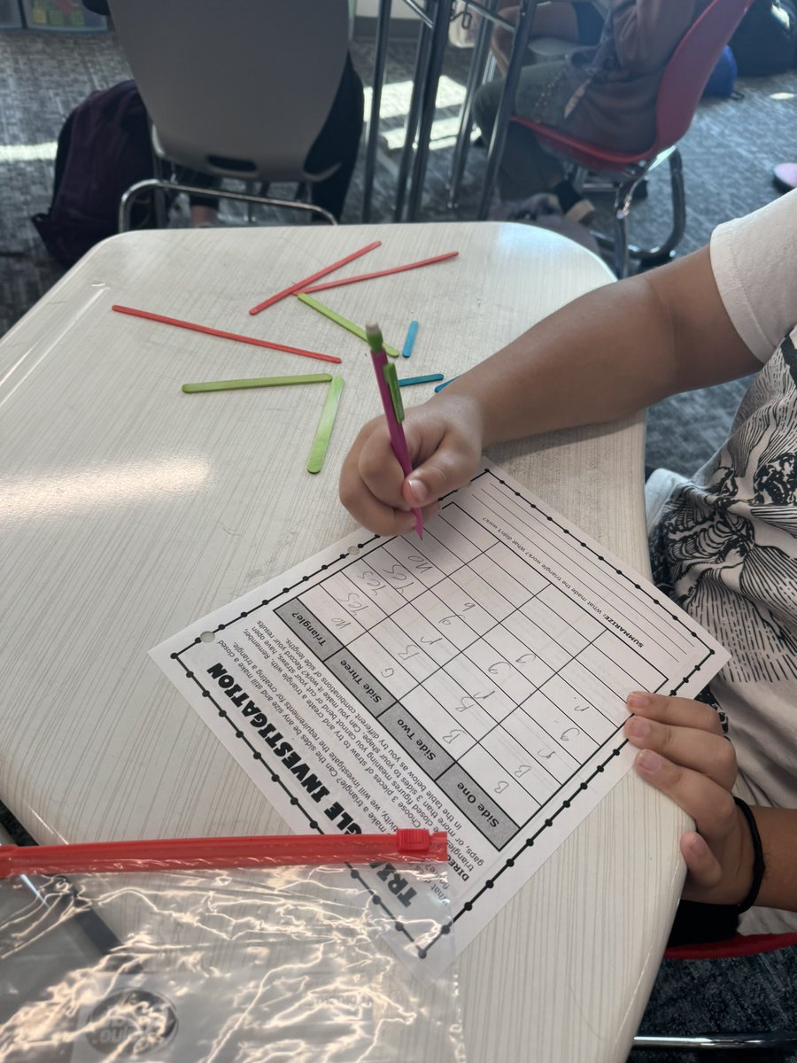 MathWithRansom's tweet image. Can any three sticks make a triangle? 🧐📏 Our students put the Triangle Inequality Theorem to the test with popsicle sticks! Turns out, some combos just don’t stick the landing! ⛔️🔺 #MathMagic #HandsOnLearning #KMSCougarPRIDE