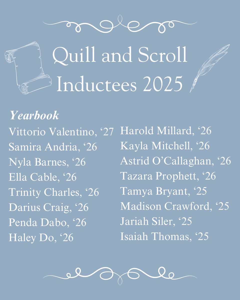 Congratulations to our newest members of the Walnut Hills High School Chapter of the Quill &amp; Scroll Society! We are so proud of all of our journalists and we know they will go on to do great things with their journalistic skills, both inside of and outside of the field.
