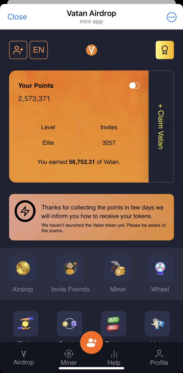 vatangamet's tweet photo. You can see how much Vatan you will get soon 👍 
I earned 56,752 $Vatan 😍
How about you? https://t.co/NtVEl5FlcG