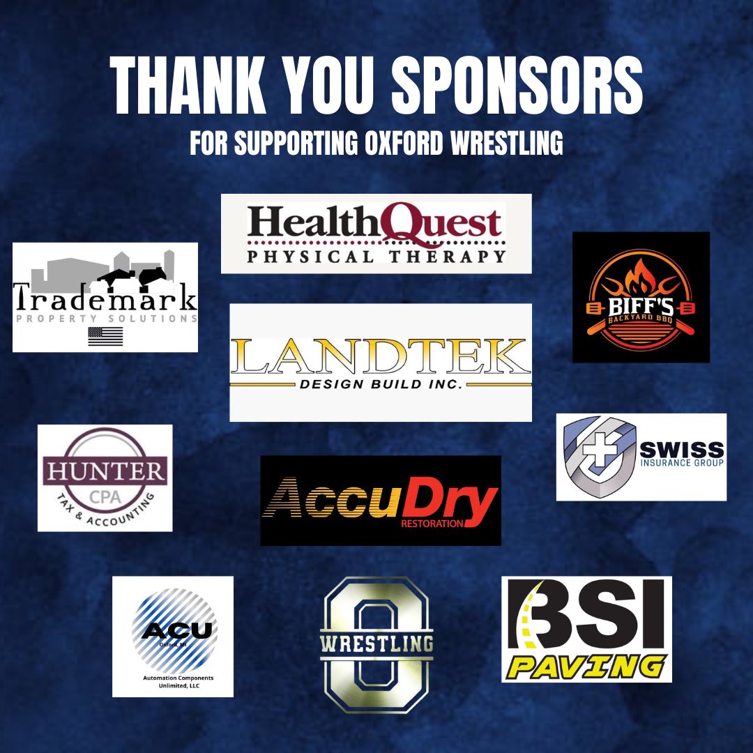 Oxford Wrestling (@oxfrdwrstlng) on Twitter photo Waiting on the Semi Final Round
and this is a great time to say
T H A N K Y O U
to our 2025 Weight Class Sponsors !
You are GREATLY APPRECIATED !!
❤️💙💛💪❤️
MHSAA STATE
<a href="/athletic_oxford/">Oxford Athletics</a>
<a href="/oxford_hs/">Oxford High School</a>
<a href="/oxfordinsider/">Oxford Insider</a> Waiting on the Semi Final Round
and this is a great time to say
T H A N K Y O U
to our 2025 Weight Class Sponsors !
You are GREATLY APPRECIATED !!
❤️💙💛💪❤️
MHSAA STATE
<a href="/athletic_oxford/">Oxford Athletics</a>
<a href="/oxford_hs/">Oxford High School</a>
<a href="/oxfordinsider/">Oxford Insider</a>