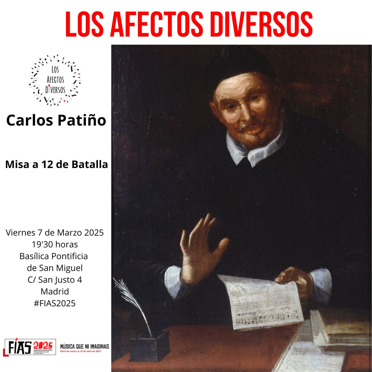 Los Afectos Diversos - Nacho Rodríguez (@afectosdiversos) on Twitter photo ¡Cuenta atrás! Viernes 7 de marzo, a las 19.30 en San Miguel. Si estás por Madrid, ¡No te lo pierdas!
#LosAfectosDiversos
#Fias2025 #Patiño350 #MisaDeBatalla
<a href="/ArsHispana/">Ars Hispana</a> ¡Cuenta atrás! Viernes 7 de marzo, a las 19.30 en San Miguel. Si estás por Madrid, ¡No te lo pierdas!
#LosAfectosDiversos
#Fias2025 #Patiño350 #MisaDeBatalla
<a href="/ArsHispana/">Ars Hispana</a>