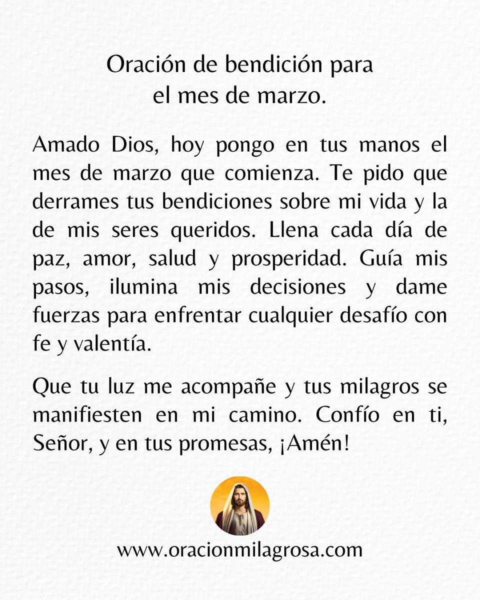 🙏 Oración de bendición para el mes de marzo.
