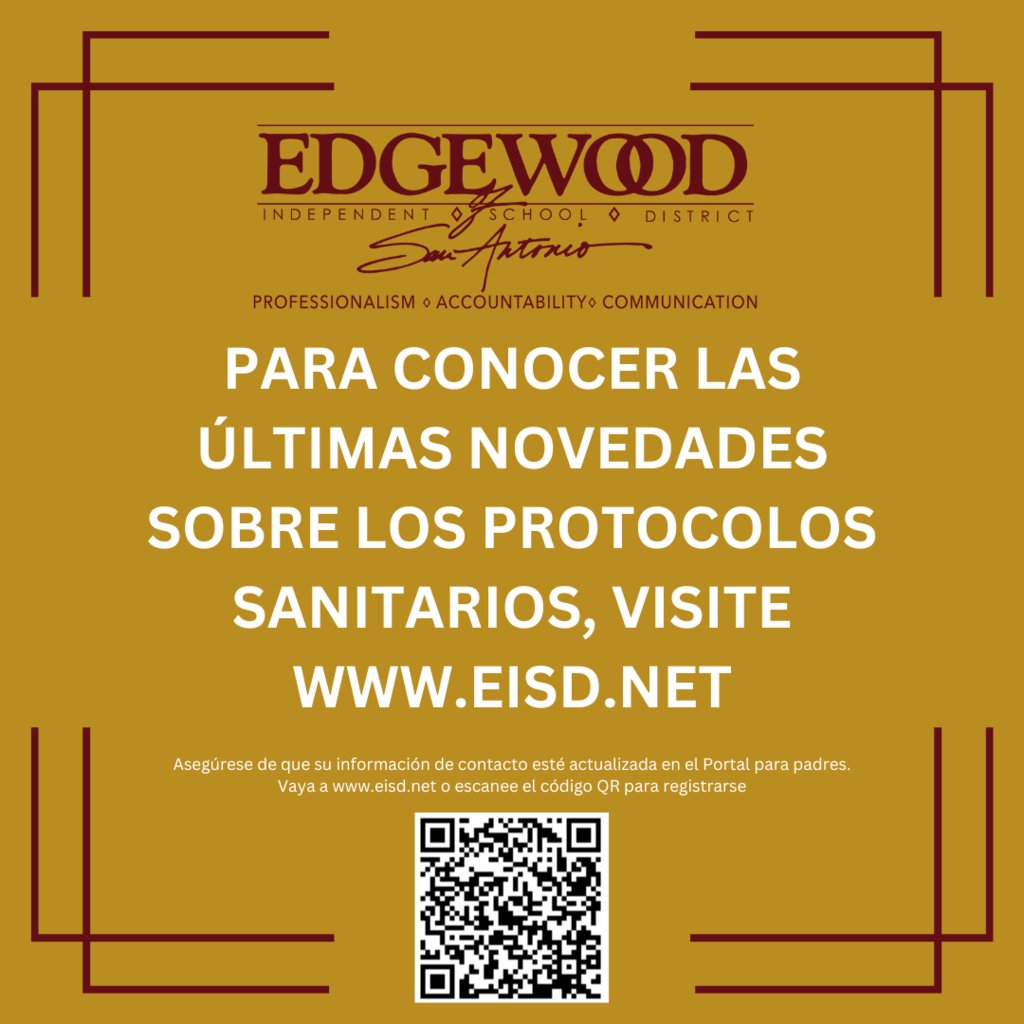 For the latest on EISD health protocols click here: eisd.net/o/eisd/page/st…

Para conocer las últimas actualizaciones sobre los protocolos de salud de EISD, haz clic aquí: eisd.net/o/eisd/page/st…