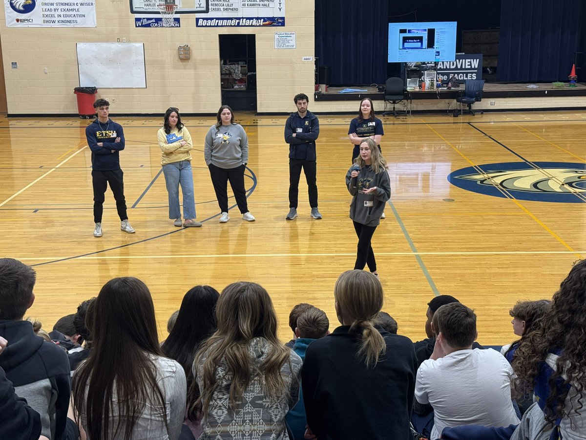 Our 7th/8th grade enjoyed a visit from ETSU Kinesiology and Sports Science today during our elective time. They heard about pursuing different  career paths and being a student athlete at the college level.