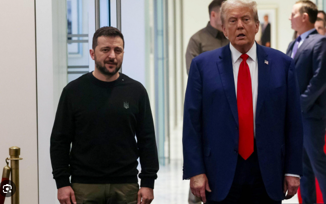chrisgio88's tweet photo. What Trump and Vance just did was embarassing, but also, if I may ask: Why is Zelensky dressed like he was going to The Olive Garden? https://t.co/WJMXK6pjs3