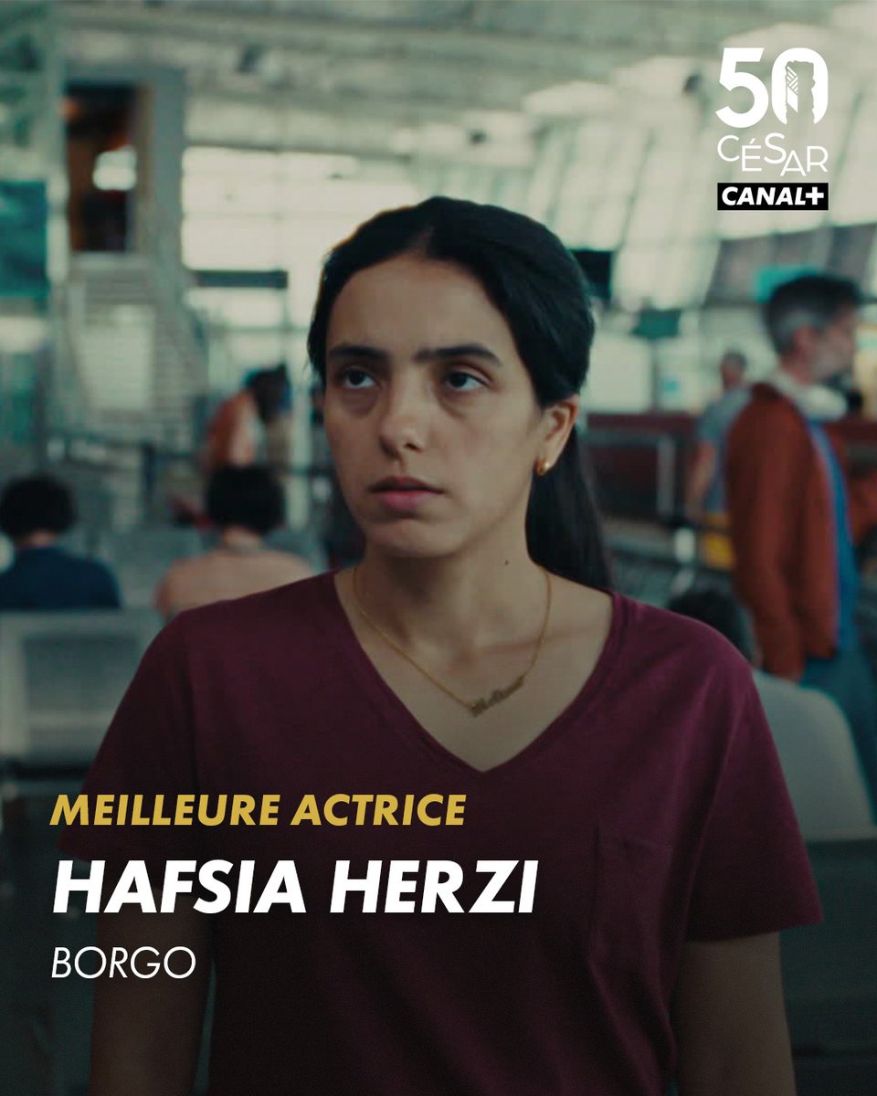canalplus's tweet photo. Le #Cesar2025 de la meilleure actrice est attribué à Hafsia Herzi pour le film Borgo, disponible sur CANAL+ https://t.co/1sI6EpYG3T