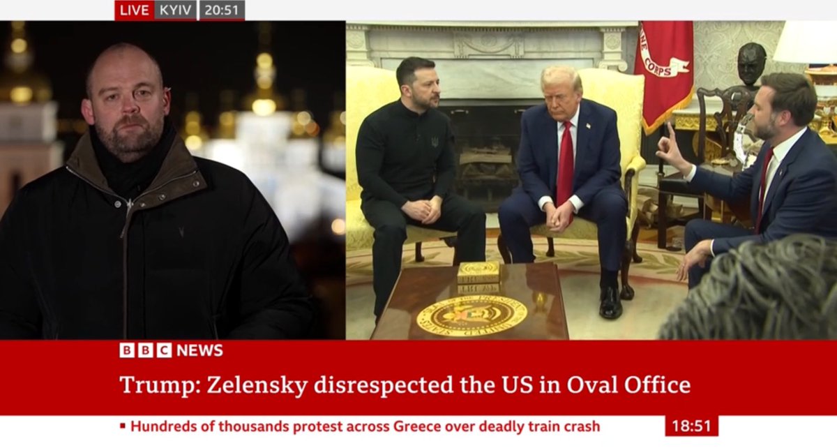Gerry Hassan (@gerryhassan) on Twitter photo What a terrible take on Zelenskyy & Trump by <a href="/BBCsarahsmith/">sarah smith</a> implying that Zelenskyy is somehow to blame for making Trump angry & that he should have eaten "humble pie." What a truly dire take from the #BBC & what is meant to be one of their leading correspondents. What a terrible take on Zelenskyy & Trump by <a href="/BBCsarahsmith/">sarah smith</a> implying that Zelenskyy is somehow to blame for making Trump angry & that he should have eaten "humble pie." What a truly dire take from the #BBC & what is meant to be one of their leading correspondents.