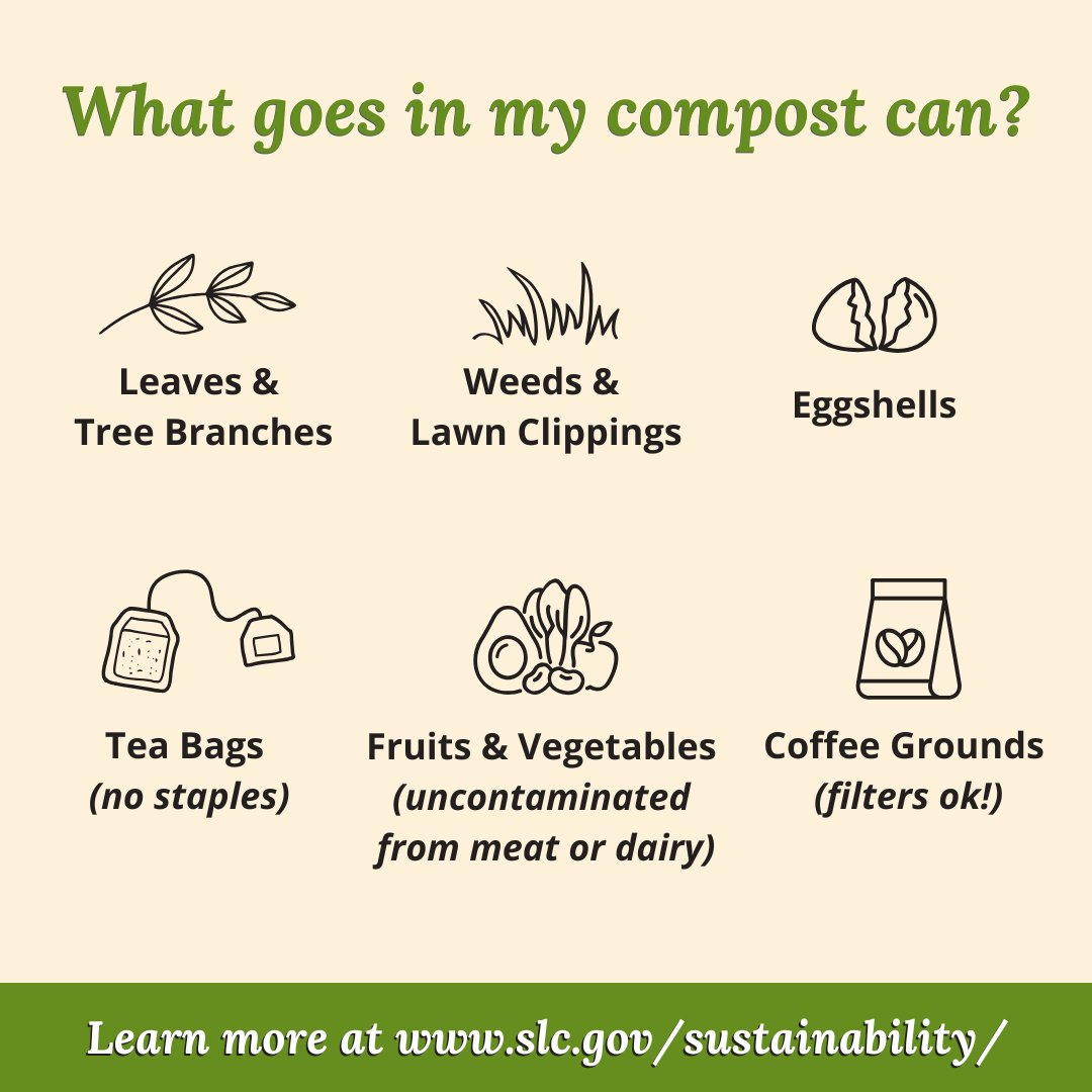 Brown bin collection resumes March 3rd! Help the City divert more organic waste from the landfill by using your brown container for everything that is accepted. 🤓 But remember ❌ don't bag your yard waste or food scraps -- put them right into the bin ✔️ slc.gov/sustainability…