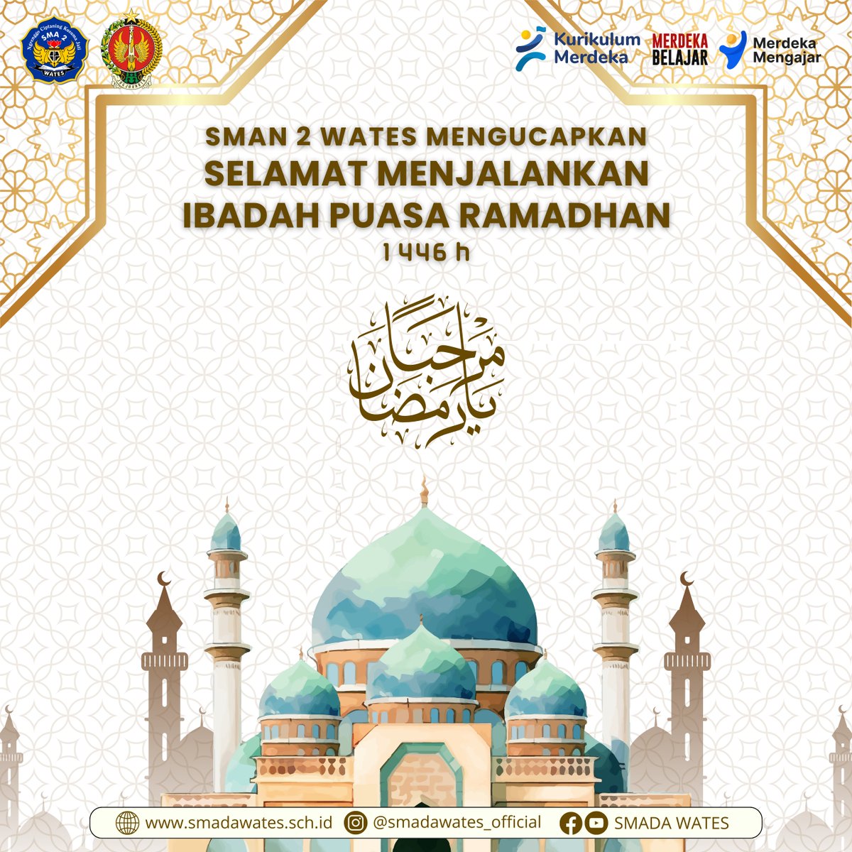 smadawates's tweet photo. Keluarga besar SMA Negeri 2 Wates mengucapkan selamat menjalankan ibadah puasa ramadhan 1446 H bagi seluruh umat muslim. Semoga puasa tahun ini diberi kelancaran hingga hari fitri nanti, dan (Insya Allah) dipertemukan kembali pada bulan ramadhan 1447 H.
Marhaban Ya Ramadhan https://t.co/rwaOaxve0A