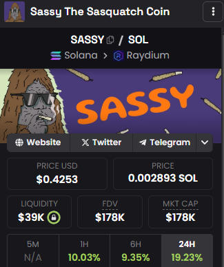 $SASSY on the come up - only high vibes here
