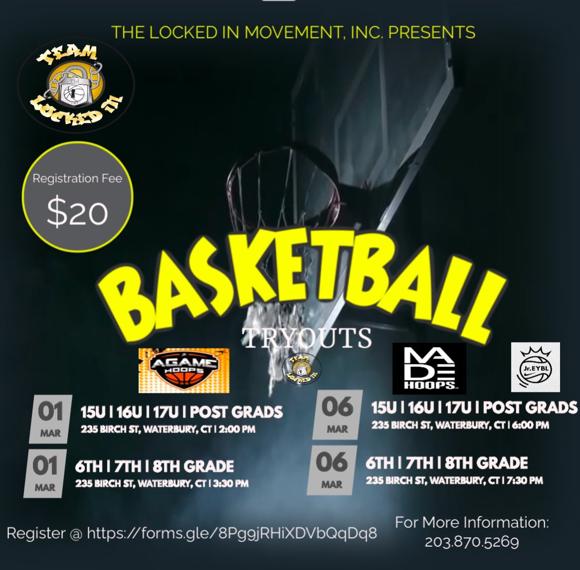 TeamLockedIn's tweet image. Team Locked In Tryouts March 1. Boys and Girls.