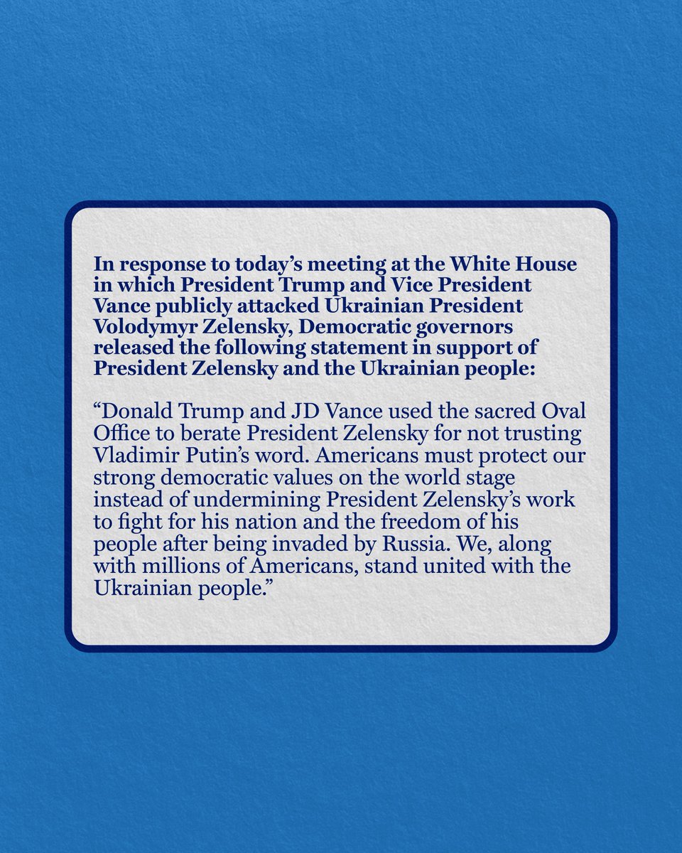 Democratic governors, along with millions of Americans, stand united with the Ukrainian people.